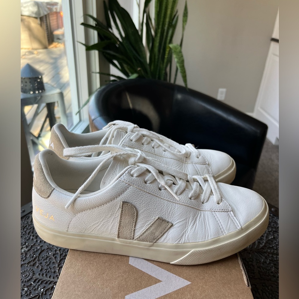 VEJA CAMPO LEATHER EXTRA WHITE ALMOND SNEAKERS 42.5 EU 11.5 - Picture 6 of 11
